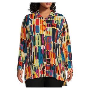 Multiples
Plus Size Block Print Crinkled Yoryu Long Roll-Tab Sleeve